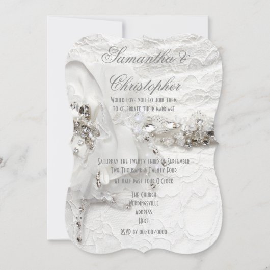 Witte kristal diamant bruiden jurk bruiloft kaart (Voorkant)