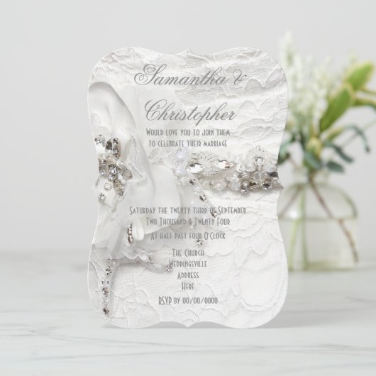 Witte kristal diamant bruiden jurk bruiloft kaart