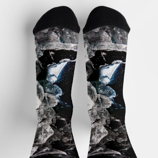 Witte kristallen in zwarte ruimte abstract koel sokken (Top)