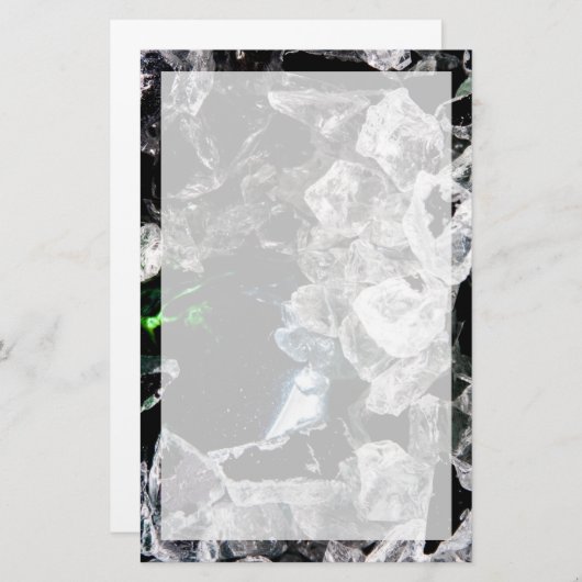 Witte kristallen in zwarte ruimte briefpapier (Voorkant / Achterkant)