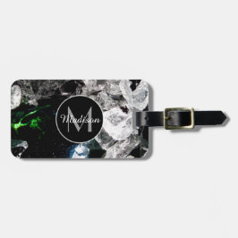 Witte kristallen in Zwarte ruimte Monogram Bagagelabel