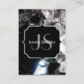 Witte kristallen in Zwarte ruimte Monogram Visitekaartje (Achterkant)