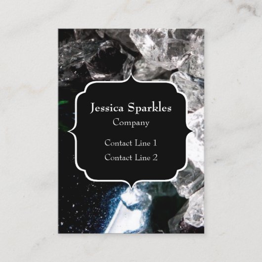 Witte kristallen in Zwarte ruimte Monogram Visitekaartje (Voorkant)