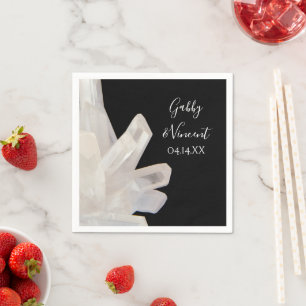 Witte Kristallen op Witte Huwelijk Servet