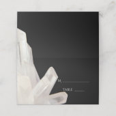 Witte kristallen op zwarte bruiloft plaatskaartje (Buitenkant ongevouwen)