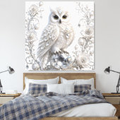 Witte Kristallen Parel Uil Canvas Afdruk (Insitu (Slaapkamer))