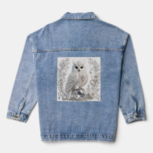 Witte Kristallen Parel Uil Denim Jacket