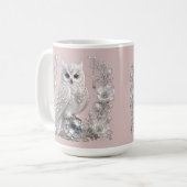 Witte Kristallen Parel Uil Koffiemok (Voorkant links)