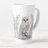 Witte Kristallen Parel Uil Latte Mok (Rechterhoek)