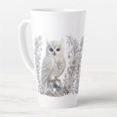 Witte Kristallen Parel Uil Latte Mok (Linkerhoek)