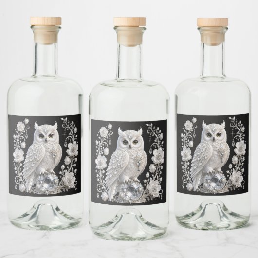 Witte Kristallen Parel Uil Likeurfles Etiket (Flessen)