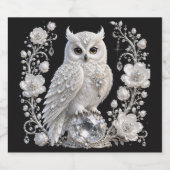 Witte Kristallen Parel Uil Likeurfles Etiket (Enkel label)