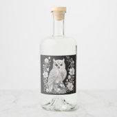 Witte Kristallen Parel Uil Likeurfles Etiket (Voorkant)