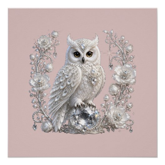 Witte Kristallen Parel Uil Perfect Poster (Voorkant)