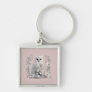 Witte Kristallen Parel Uil Sleutelhanger