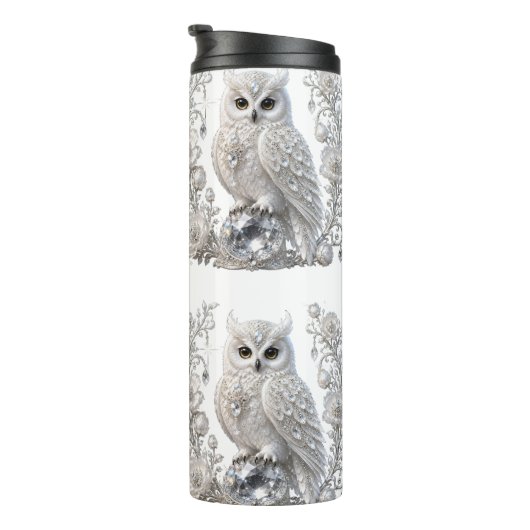 Witte Kristallen Parel Uil Thermosbeker (Geroteerd rechts)