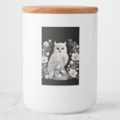 Witte Kristallen Parel Uil Voedselcontainer Etiket (Voorkant)