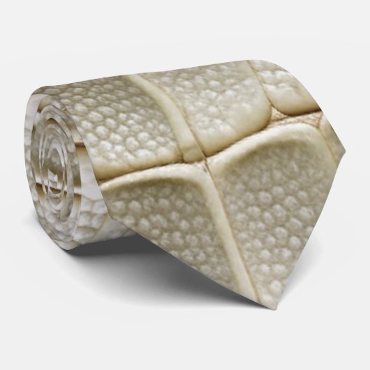 Witte krokodil alligator huid faux lederen print stropdas (Opgerold)