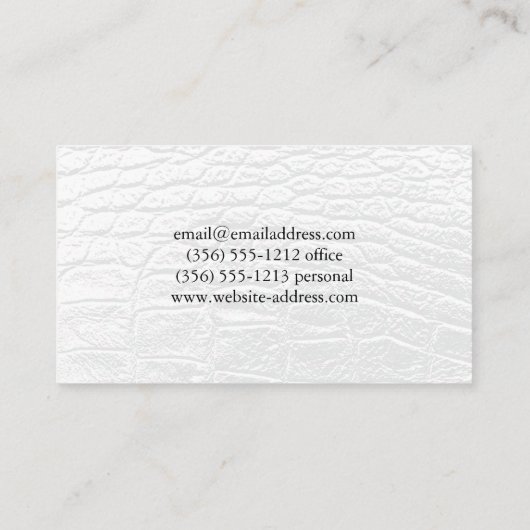 Witte Krokodil Lederen Achtergrond Visitekaartje (Achterkant)