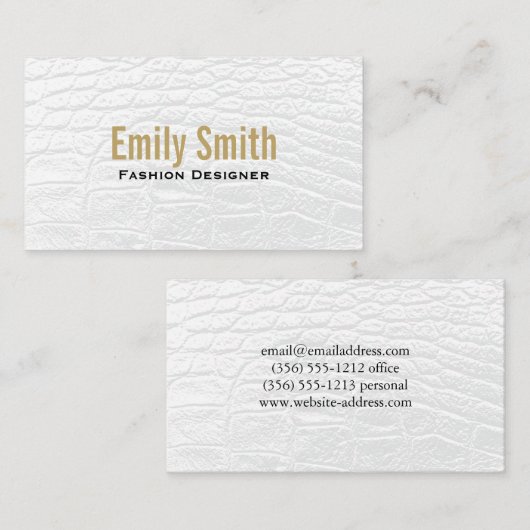 Witte Krokodil Lederen Achtergrond Visitekaartje (Voorkant / Achterkant)