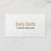 Witte Krokodil Lederen Achtergrond Visitekaartje (Voorkant)