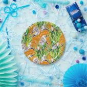 Witte Krokussen Lente Bloem Bloemen Patroon Geel Papieren Bordje (Feest)