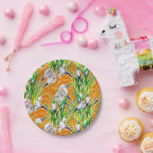 Witte Krokussen Lente Bloem Bloemen Patroon Geel Papieren Bordje (Feest)