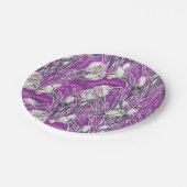 Witte Krokussen Lente Bloemen Patroon Paarse Papieren Bordje (Gekanteld)