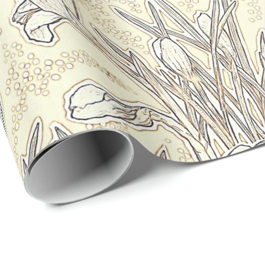 Witte Krokussen Tuinbloemen Bloemen Bloemen Patroo Cadeaupapier (Rol Hoek)