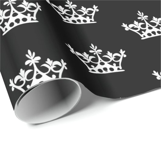 Witte kronen cadeaupapier (Rol Hoek)