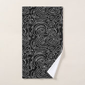 Witte kronkelende lijnen op zwart bad handdoek (Handdoek)