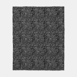 Witte kronkelende lijnen op zwart fleece deken