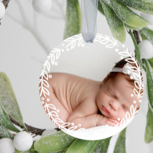 Witte Kroon   Eerste Kerstmis van de Baby Keramisch Ornament