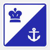 Witte kroon op het kroon en het ankerblauw vierkante sticker (Voorkant)