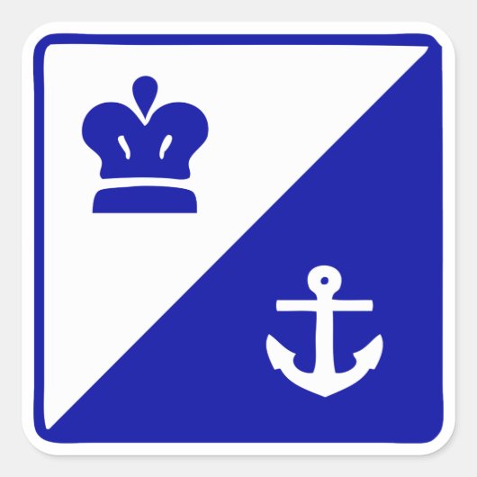 Witte kroon op het kroon en het ankerblauw vierkante sticker (Voorkant)