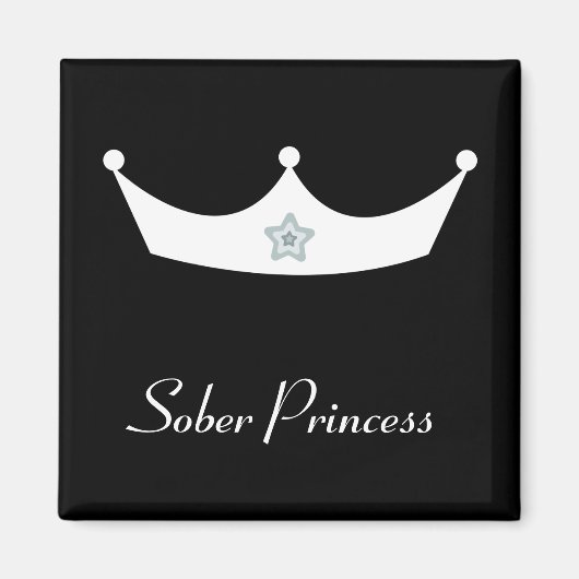 Witte kroon Sober Prinses magneet (Voorkant)