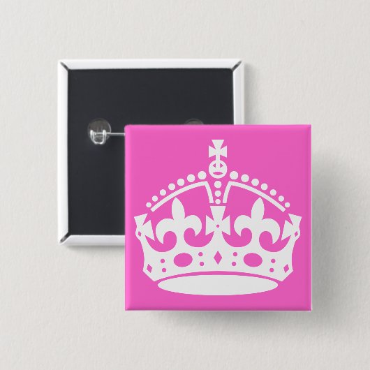 Witte kroonButton Vierkante Button 5,1 Cm (Voorkant /achterkant)