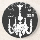 Witte kroonluchter Kies achtergrondkleur Zandsteen Onderzetter (Voorkant)