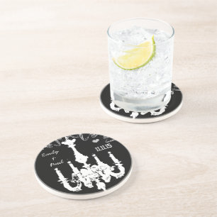 Witte  kroonluchter Kies achtergrondkleur Zandsteen Onderzetter