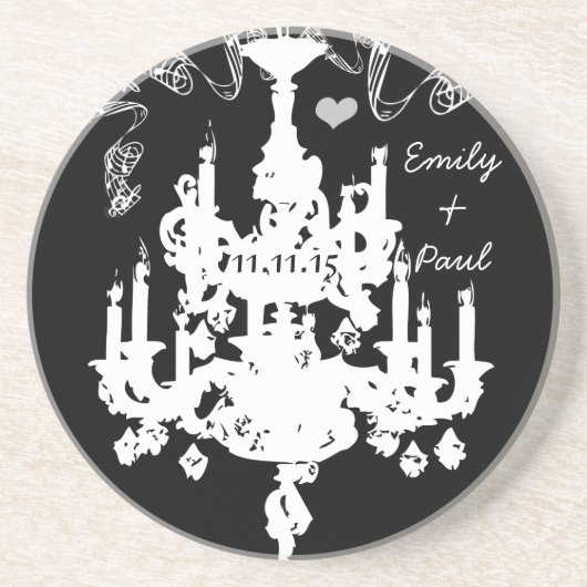 Witte  kroonluchter Kies achtergrondkleur Zandsteen Onderzetter (Voorkant)