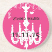 Witte  kroonluchter roze zandsteen onderzetter (Voorkant)