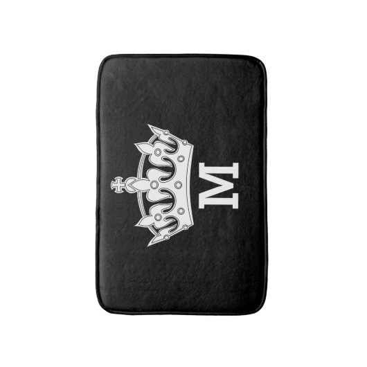Witte kroonmonogram op maat badmat (Voorkant Verticaal)