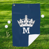 Witte kroonmonogram op maat golfhanddoek