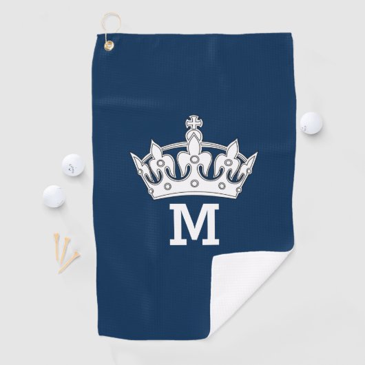 Witte kroonmonogram op maat golfhanddoek (Insitu)