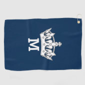 Witte kroonmonogram op maat golfhanddoek (Horizontaal)