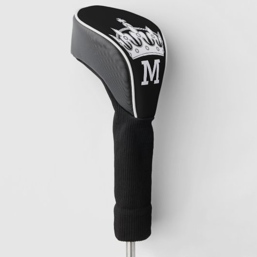Witte kroonmonogram op maat golfheadcover (Schuin)