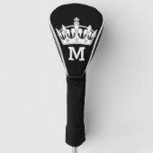 Witte kroonmonogram op maat golfheadcover (Voorkant)