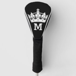 Witte kroonmonogram op maat golfheadcover