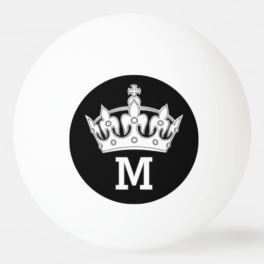 Witte kroonmonogram op maat pingpongbal (Voorkant)