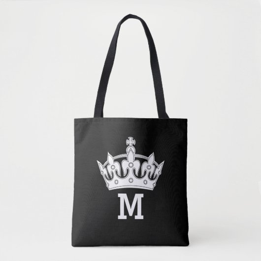 Witte kroonmonogram op maat tote bag (Voorkant)